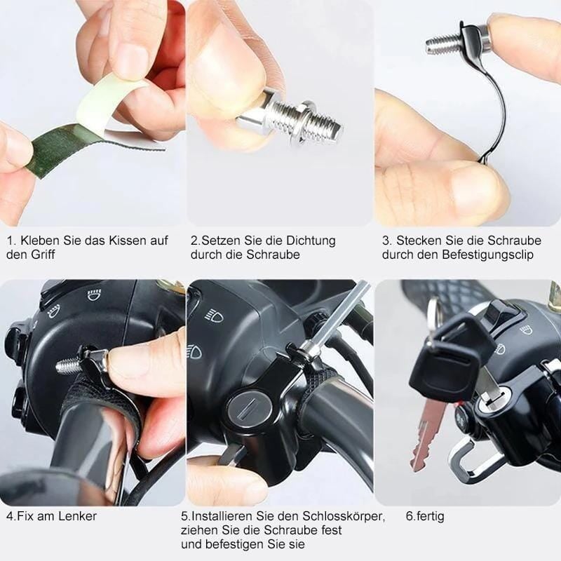 Multifunctional motorcycle helmet lock