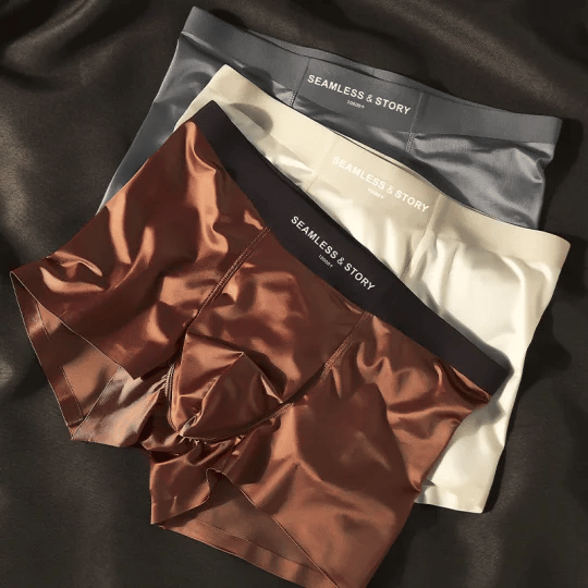 ✨ Elegant Silk Men's Ice Silk Underwear Mulberry Silk Antimicrobial Men's Boxer Briefs