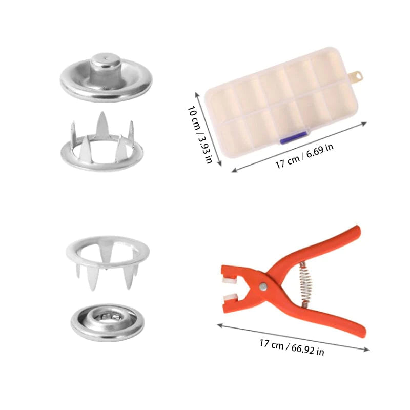 Metal Snap Buttons with Fastener Pliers Tool Kit