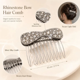 2PCS Rhinestone Bow Hair Comb🎀Elegant Sparkly Hair Accessories
