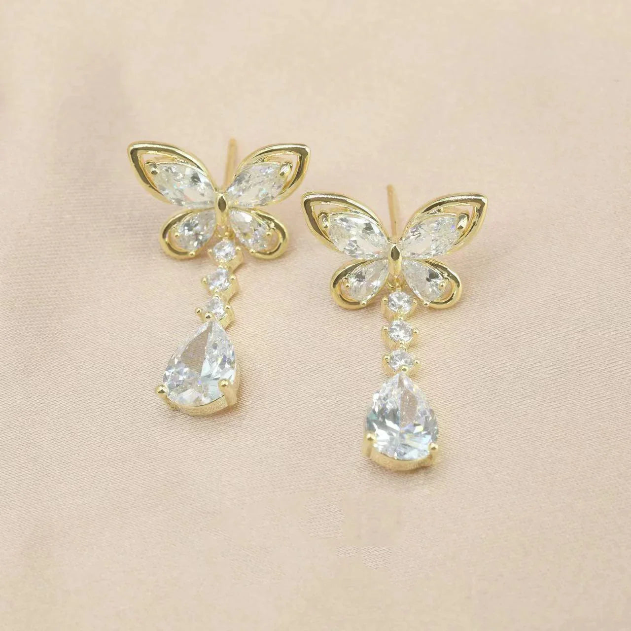 ZIRCON PENDANT BUTTERFLY EARRINGS