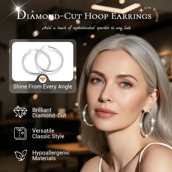 🎁Diamond-Cut Hoop Earrings for Women – Elegant, Sparkling 💎