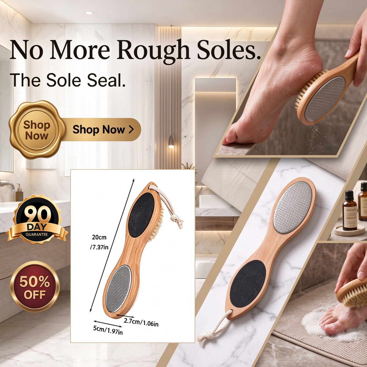 4-in-1 Wooden Foot Scrubber