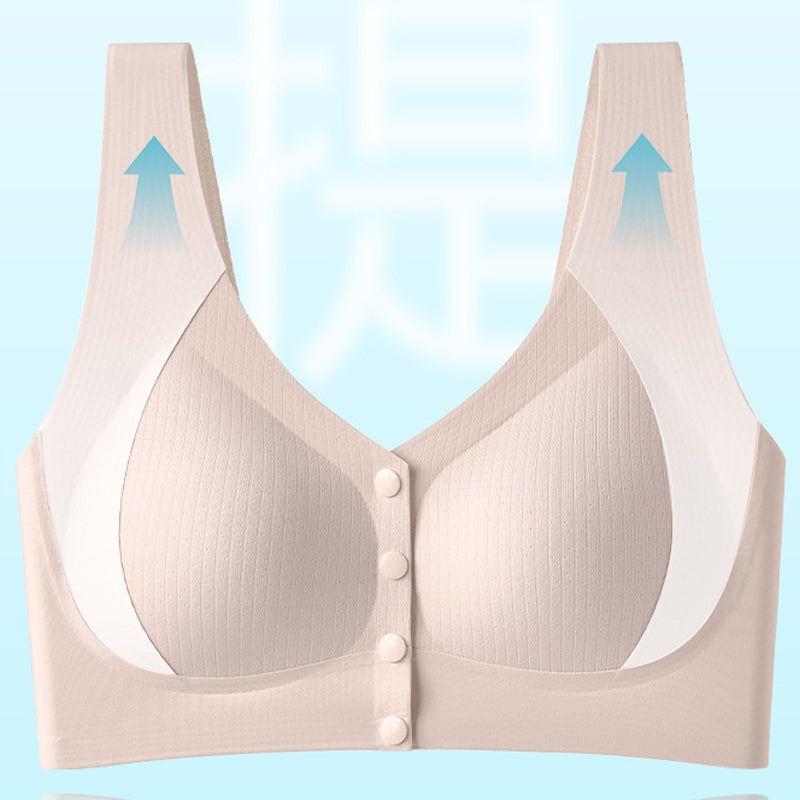 Front-fastening, breathable comfort bra