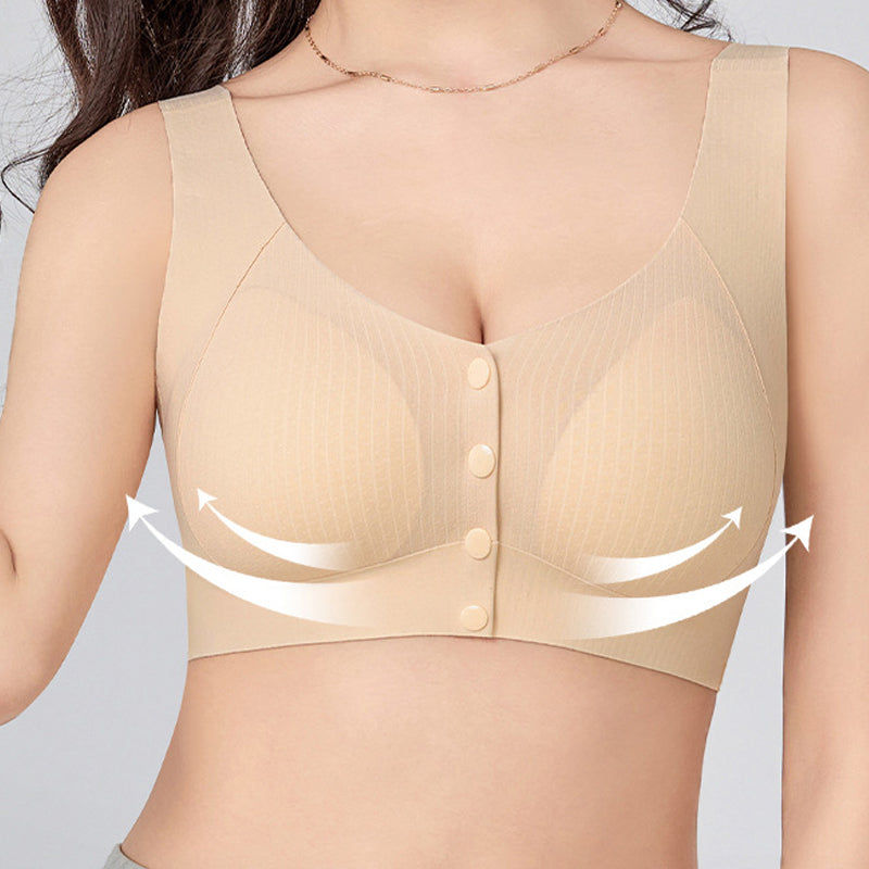 Front-fastening, breathable comfort bra