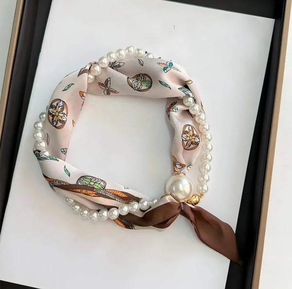 🔥HOT SALE🔥🧣 Effortless Glamour: Pop-On Pearl Necklace Scarf ✨