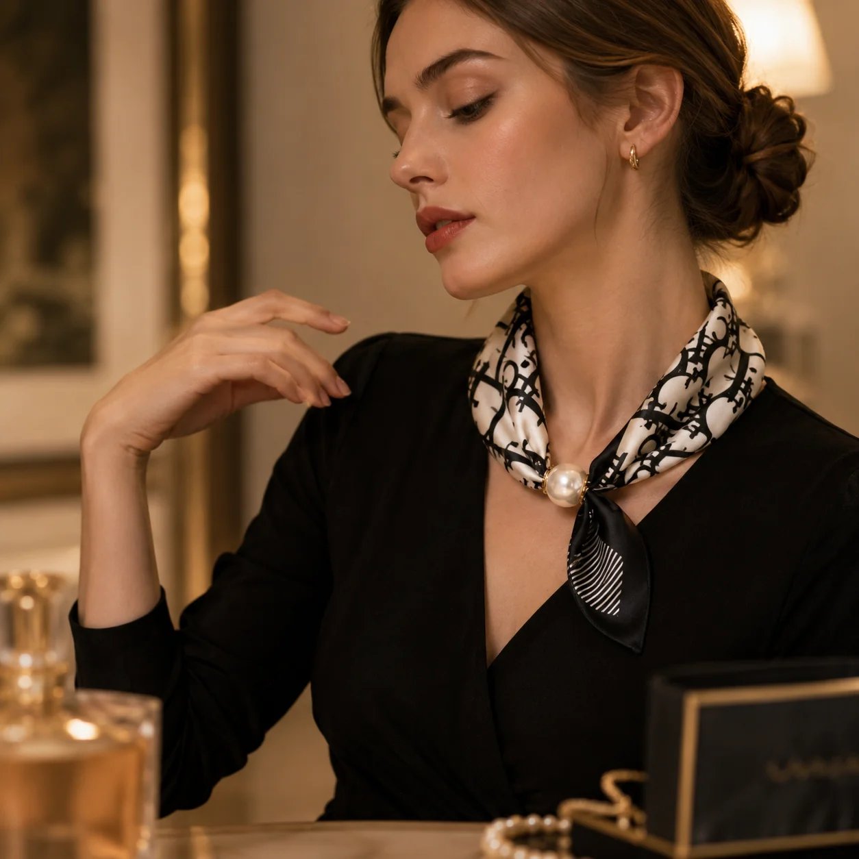 🔥HOT SALE🔥🧣 Effortless Glamour: Pop-On Pearl Necklace Scarf ✨