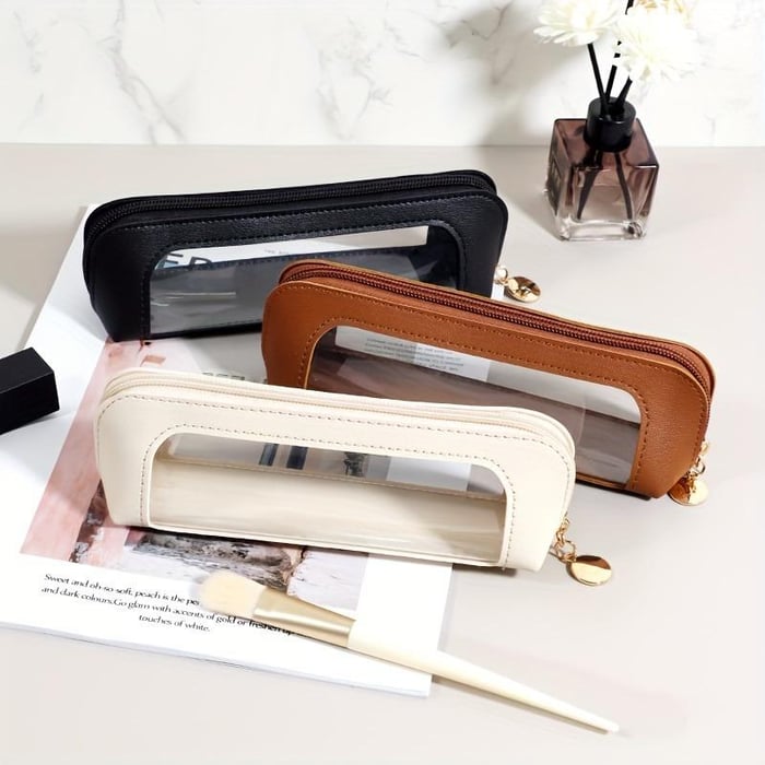 Small Clear PU Leather Makeup Bag