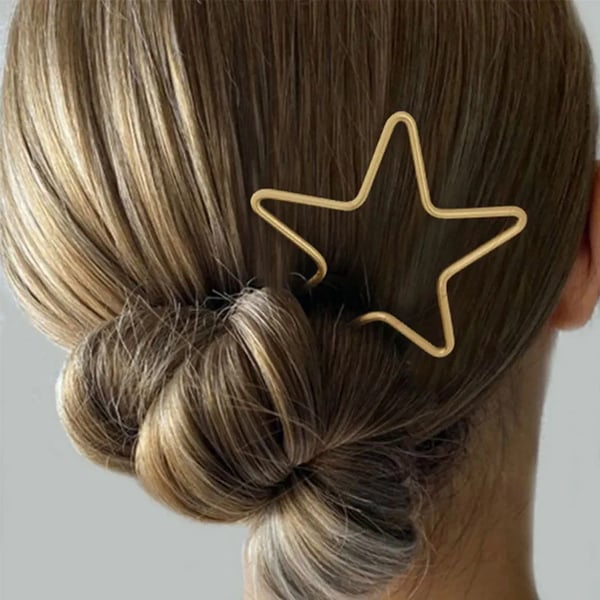 🌟 Stardust Silhouette: Minimalist Wire Star&Heart Hair Fork
