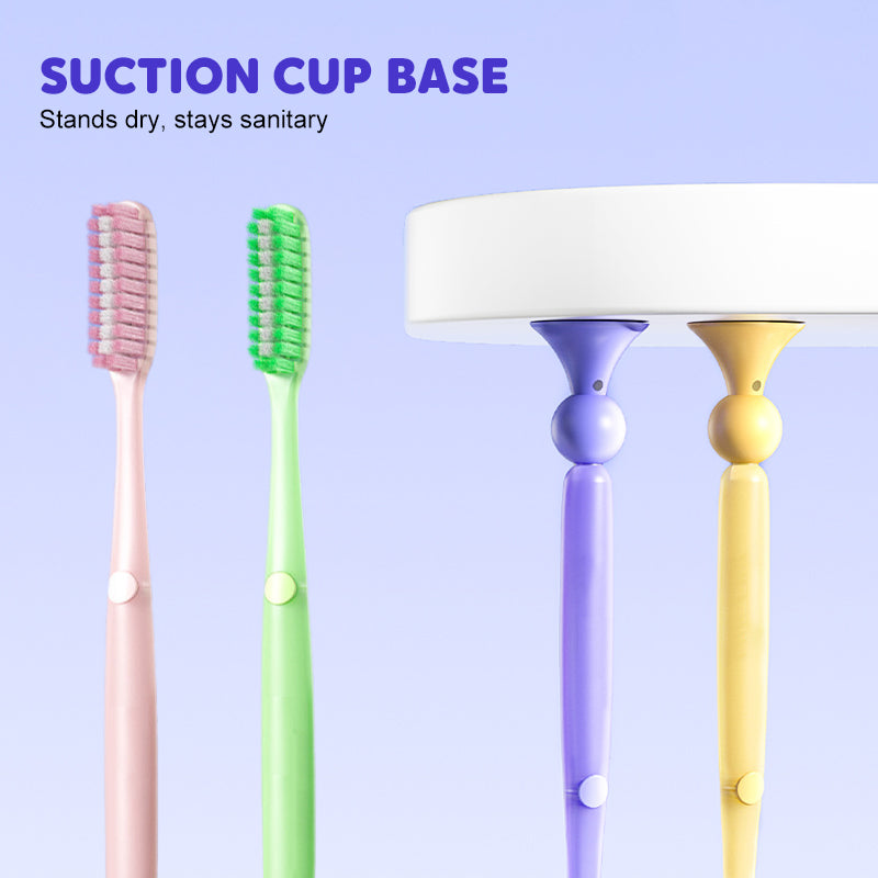 Extra-Long Soft Bristle Toothbrush With Suction Cup Base