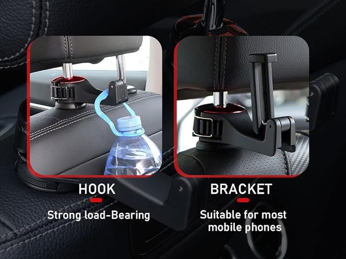 A phone holder attached to the back seat of the car,a pair