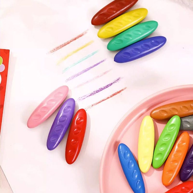 12 Colors Washable and Non-toxic Peanut Crayons