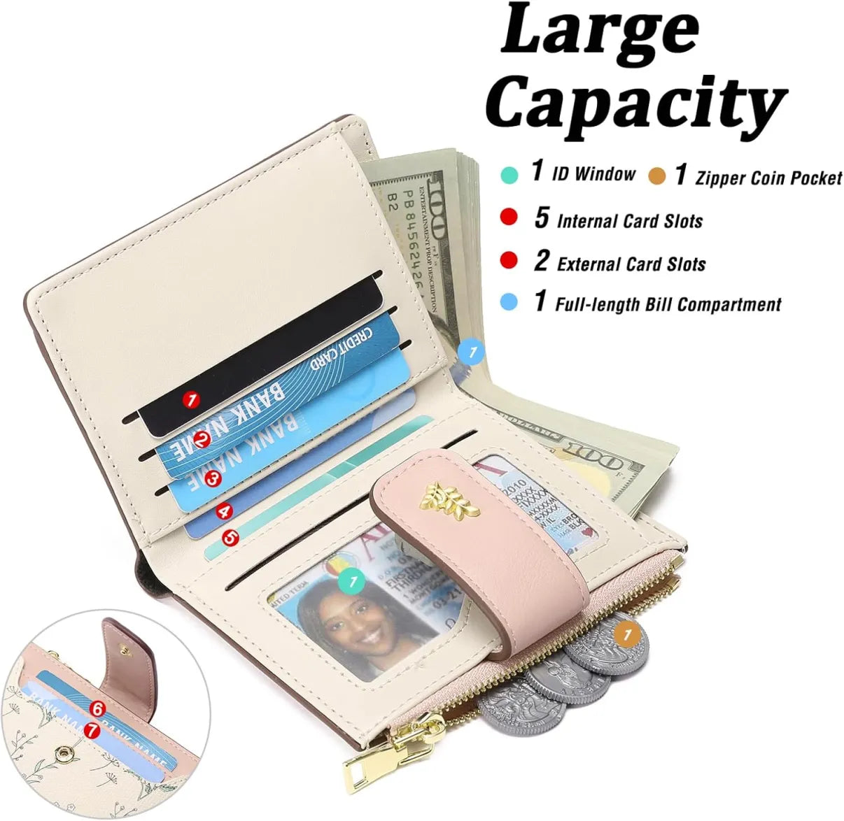 Multi-card slot coin purse PU wallet