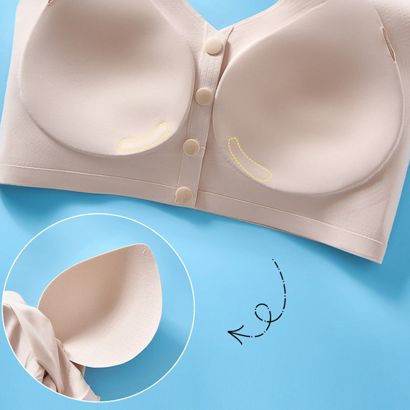 Front-fastening, breathable comfort bra