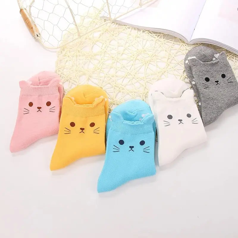 3 Pairs Women's Cute Animal Socks, Soft Cotton Lightweight Comfortable Socks