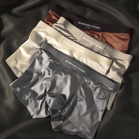 ✨ Elegant Silk Men's Ice Silk Underwear Mulberry Silk Antimicrobial Men's Boxer Briefs