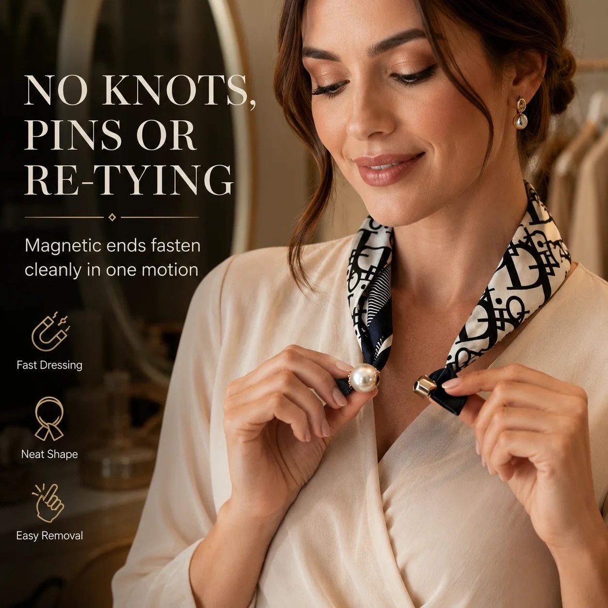 🔥HOT SALE🔥🧣 Effortless Glamour: Pop-On Pearl Necklace Scarf ✨