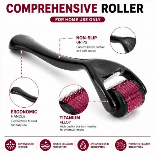 Derma Roller for Beard Hair Face Skin Microneedle Roller for Women & Men Beard Roller, Safe & Easy To Use, 0.25mm