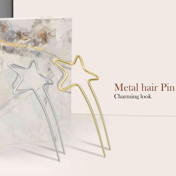 🌟 Stardust Silhouette: Minimalist Wire Star&Heart Hair Fork