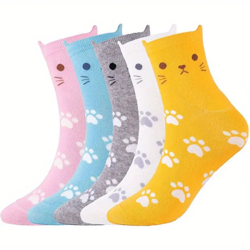 3 Pairs Women's Cute Animal Socks, Soft Cotton Lightweight Comfortable Socks