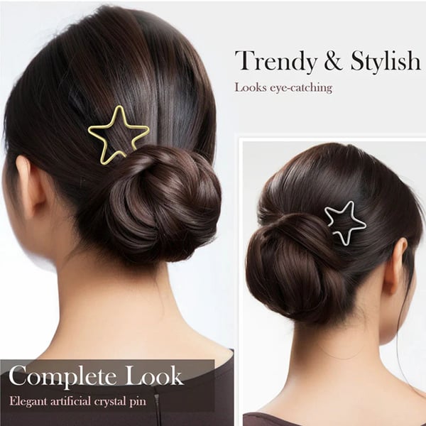 🌟 Stardust Silhouette: Minimalist Wire Star&Heart Hair Fork