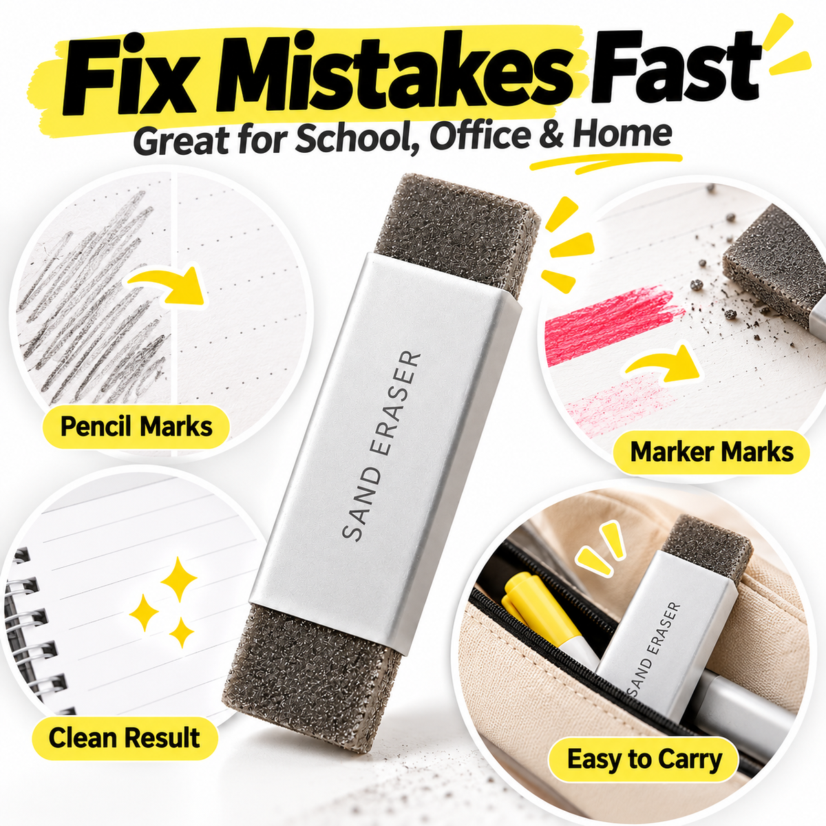 🧽 Abrasive Eraser for Pen and Pencil Marks💥Buy two, get one free—receive three pieces in total.