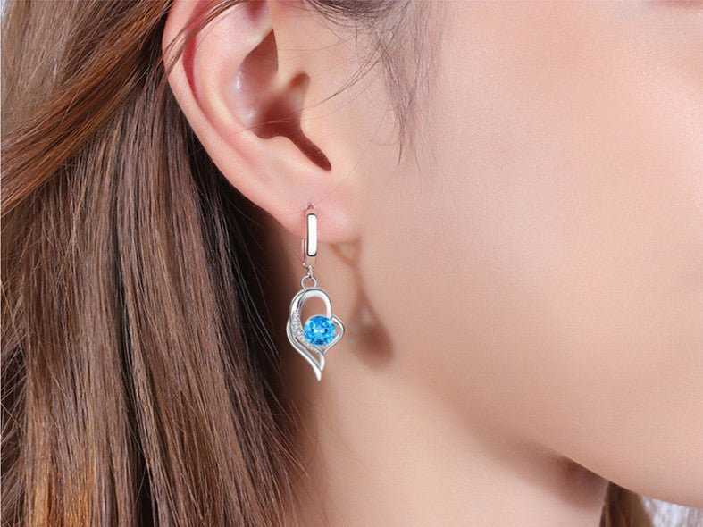 925 Stamp Silver Crystal Heart Earrings