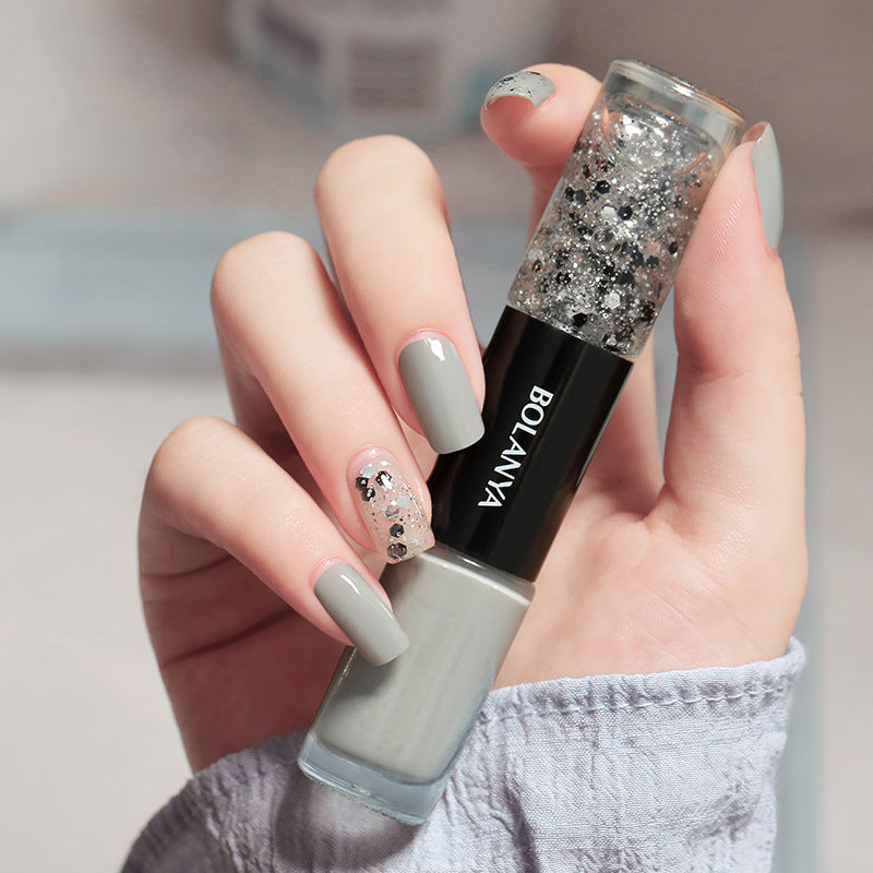 Lazy-Friendly 2-Color Oil-Based Nail Polish | No Lamp Needed, Quick Dry, Long-Lasting & Non-Peel, Brightening & Nail-Protecting