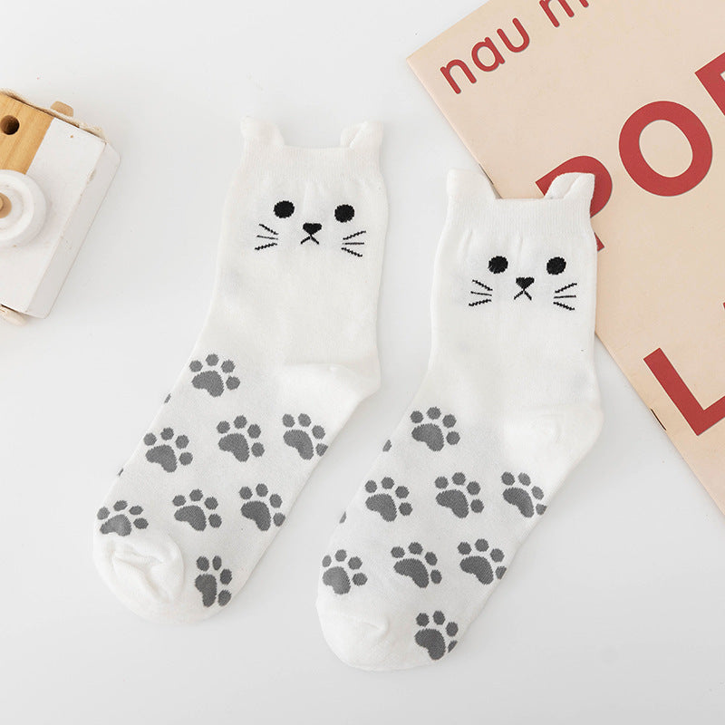 3 Pairs Women's Cute Animal Socks, Soft Cotton Lightweight Comfortable Socks