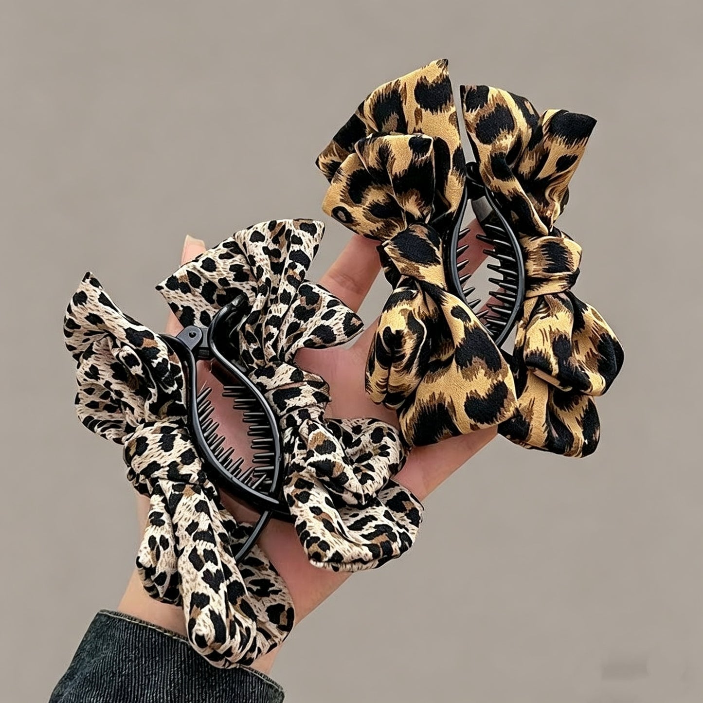 Vintage Leopard Print Bow Premium Hair Grab Hair Accesso🎀