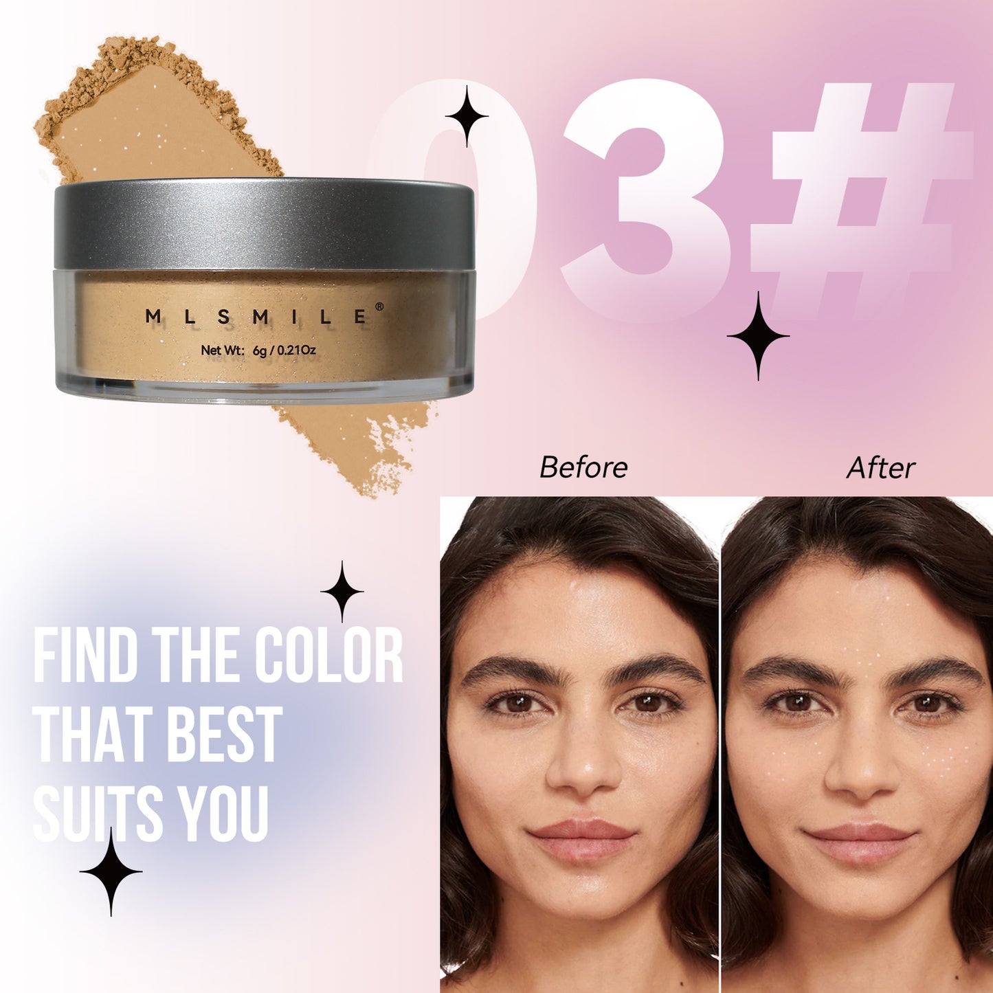Diamond Shimmer Loose Powder – A fine, mist-like setting powder that offers coverage