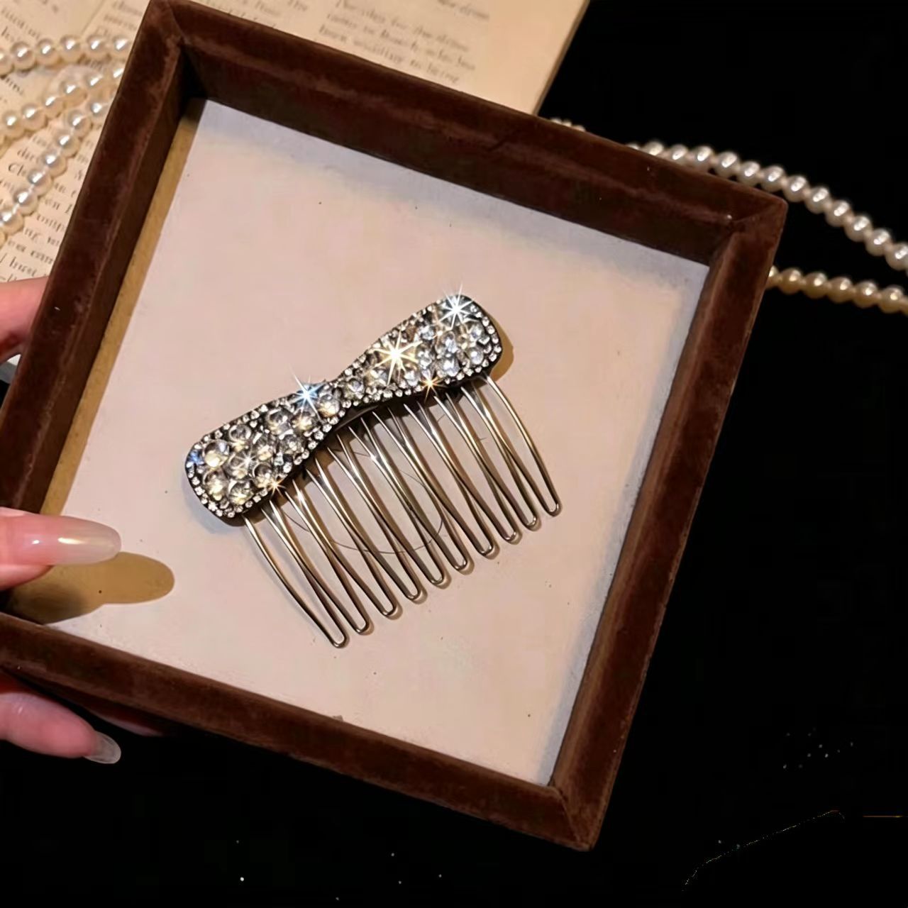 2PCS Rhinestone Bow Hair Comb🎀Elegant Sparkly Hair Accessories