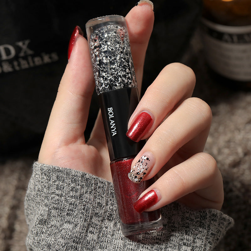 Lazy-Friendly 2-Color Oil-Based Nail Polish | No Lamp Needed, Quick Dry, Long-Lasting & Non-Peel, Brightening & Nail-Protecting