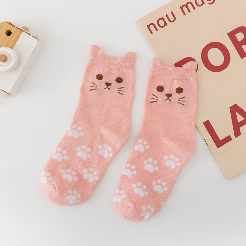 3 Pairs Women's Cute Animal Socks, Soft Cotton Lightweight Comfortable Socks