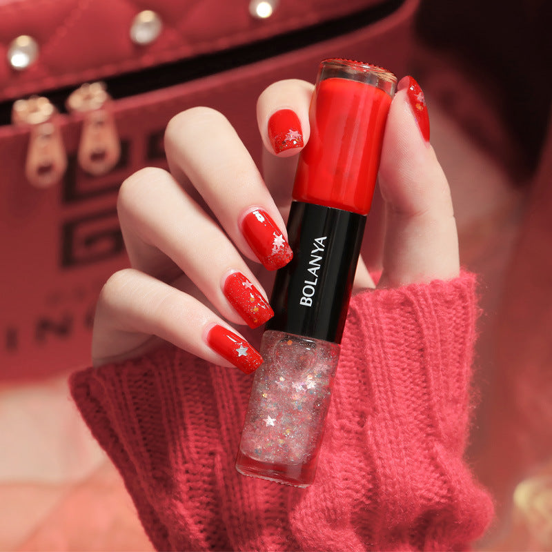Lazy-Friendly 2-Color Oil-Based Nail Polish | No Lamp Needed, Quick Dry, Long-Lasting & Non-Peel, Brightening & Nail-Protecting