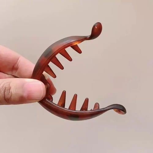 💎Women's 4 Non-Slip Banana Hair Clips - Vintage Oval Leopard Print, Amber and Black, Fashion Hair Accessories for Secure Ponytails, Bun Hairstyles