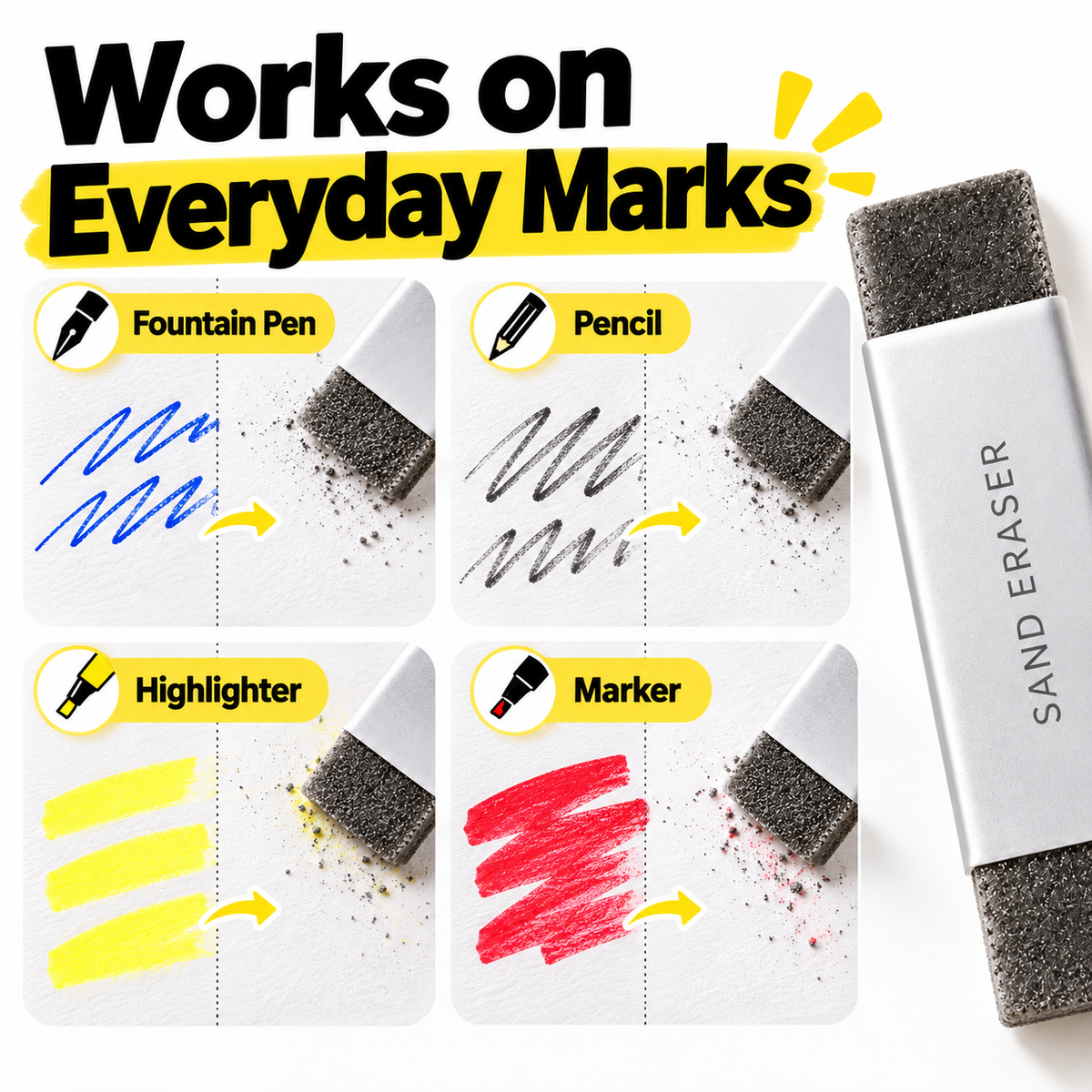 🧽 Abrasive Eraser for Pen and Pencil Marks💥Buy two, get one free—receive three pieces in total.