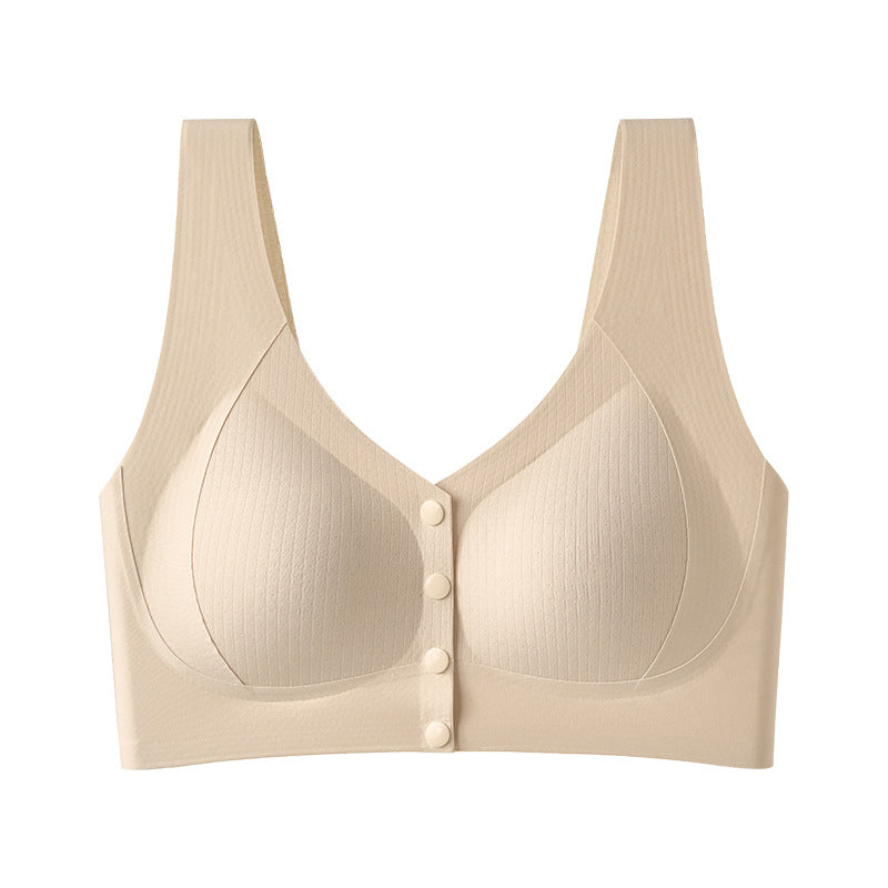 Front-fastening, breathable comfort bra