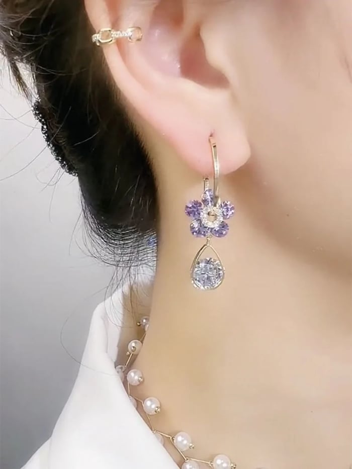 Fashion Flower Crystal Earrings