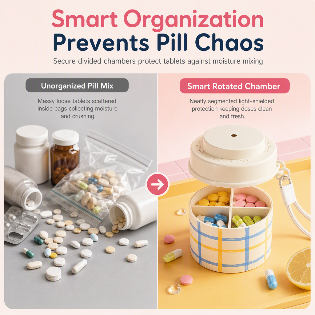 🔥360° Rotating Multi-Compartment Pill Organizer