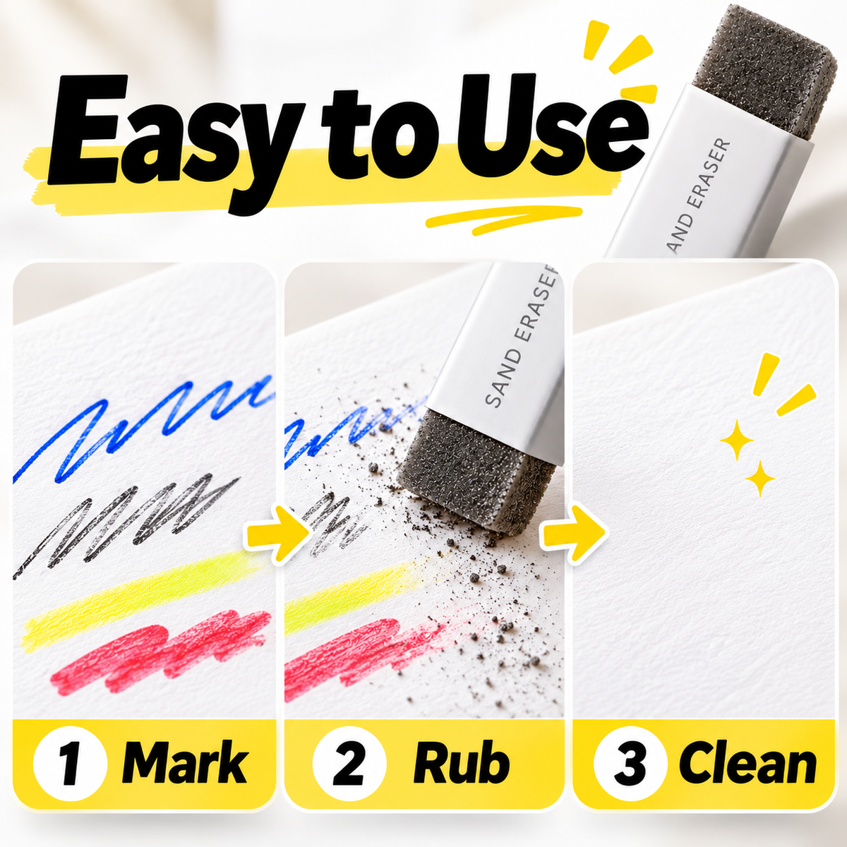 🧽 Abrasive Eraser for Pen and Pencil Marks💥Buy two, get one free—receive three pieces in total.