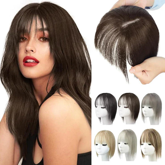 Natural Hair Toppers With Bangs For Women Adding Hair Volume Topper