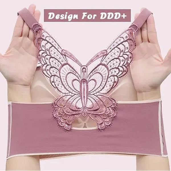 Wireless bra with butterfly embroidery