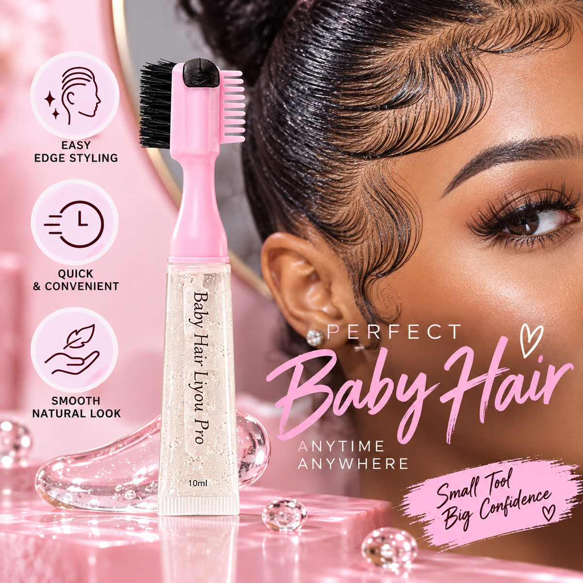 2-IN-1 BABY HAIR GEL STYLING TOOL – EDGE CONTROL GEL WITH BRUSH & MINI COMB
