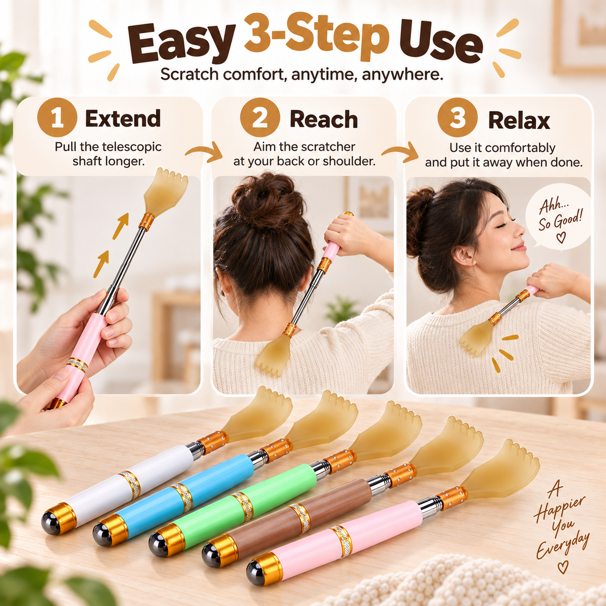 Portable Stainless Steel Telescopic Back Scratcher
