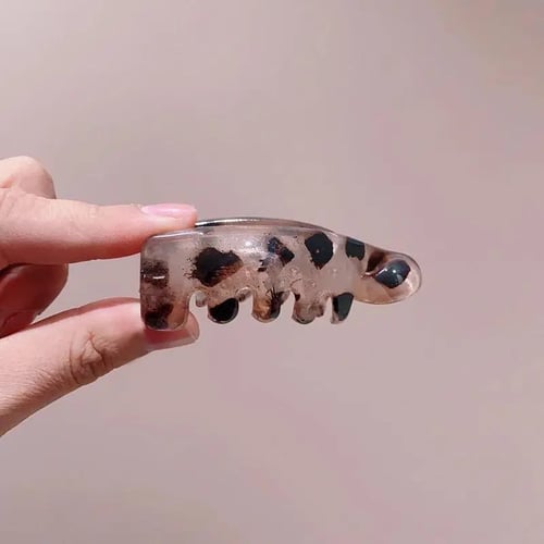 💎Women's 4 Non-Slip Banana Hair Clips - Vintage Oval Leopard Print, Amber and Black, Fashion Hair Accessories for Secure Ponytails, Bun Hairstyles