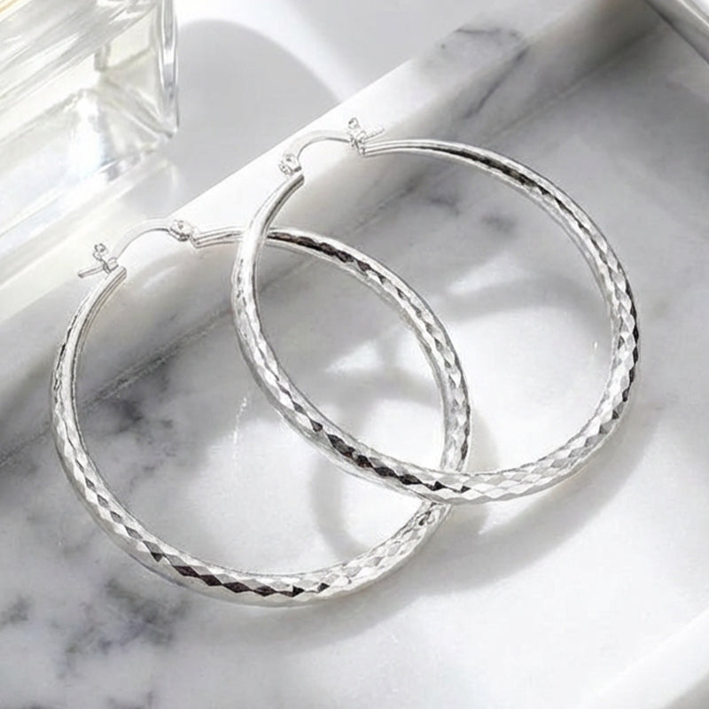 🎁Diamond-Cut Hoop Earrings for Women – Elegant, Sparkling 💎