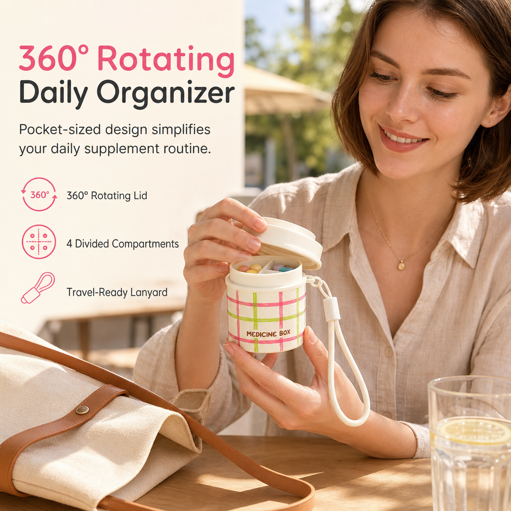 🔥360° Rotating Multi-Compartment Pill Organizer