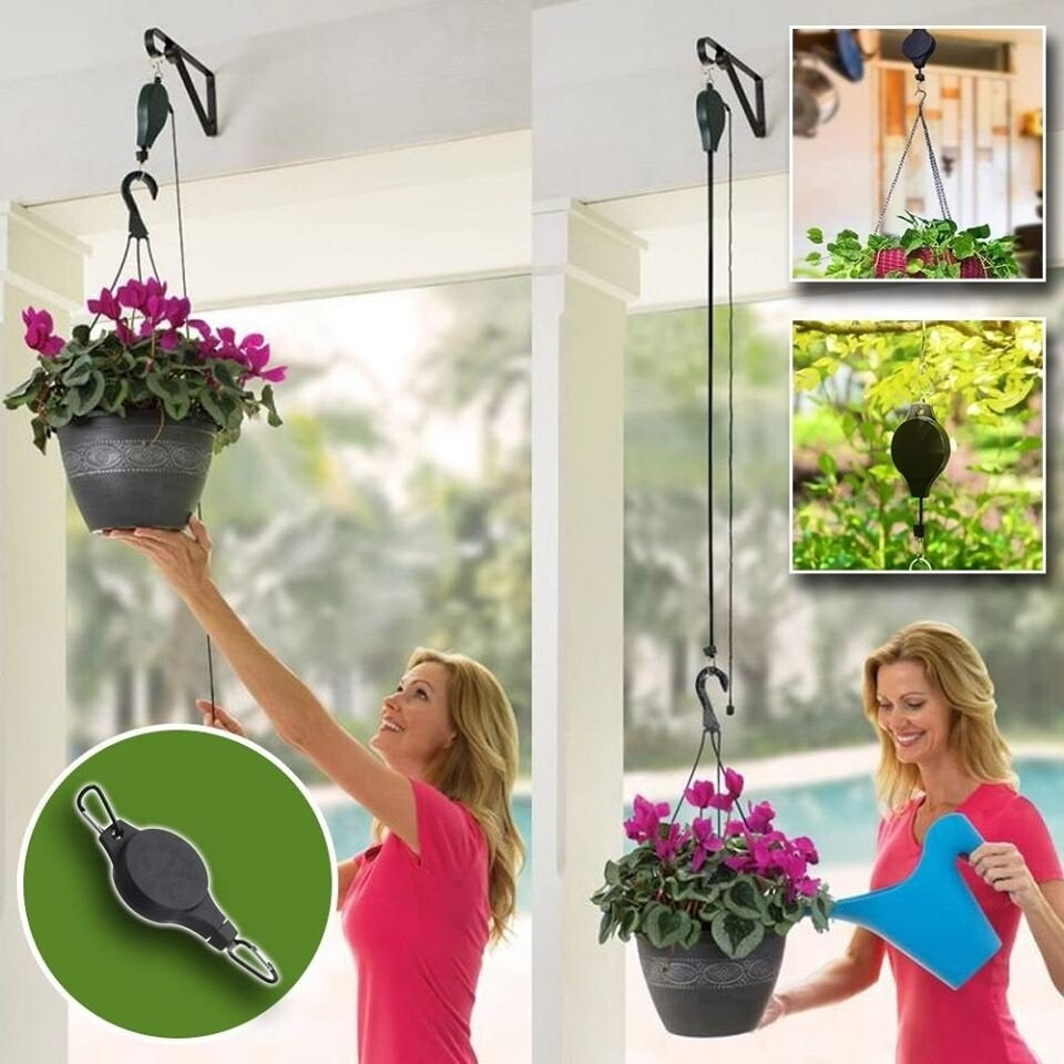 Easy Reach Plant Pulley Set For Garden Baskets Pots Or Birds Feeder