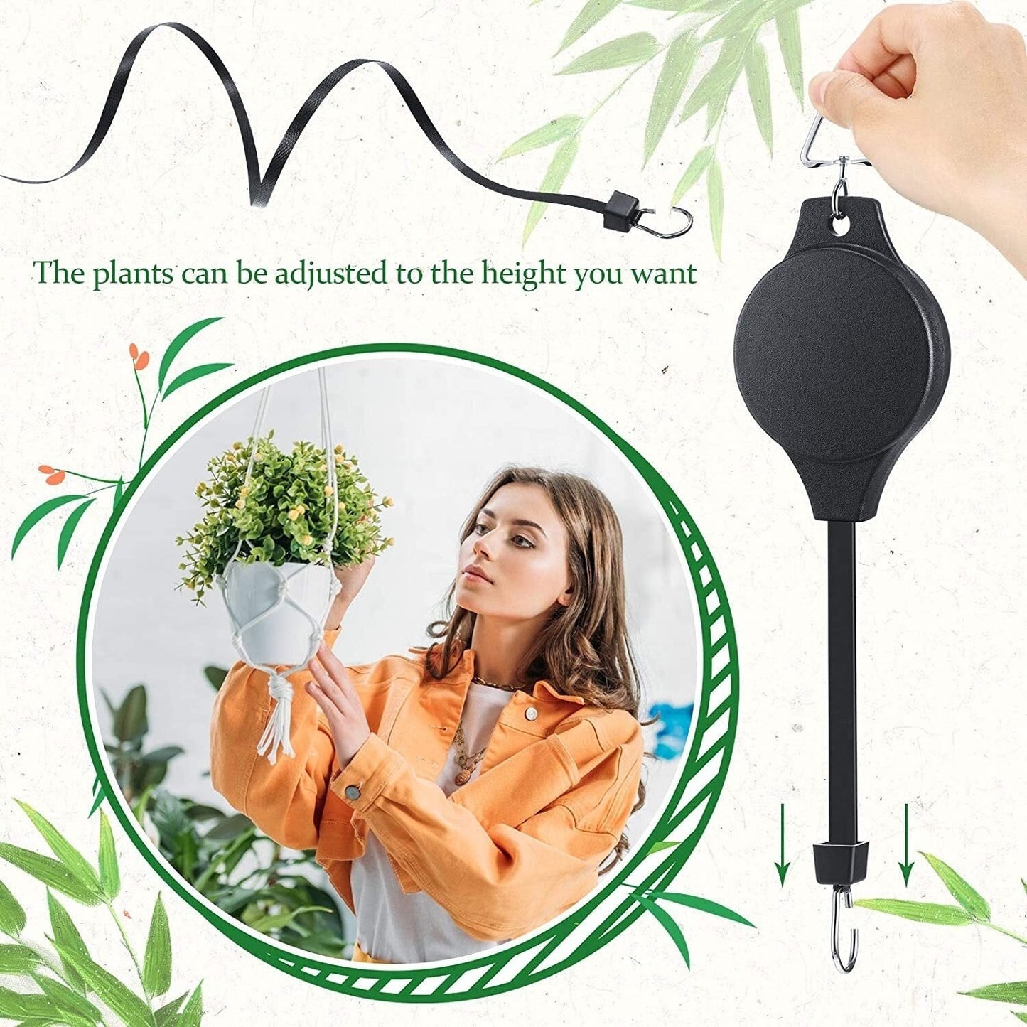 Easy Reach Plant Pulley Set For Garden Baskets Pots Or Birds Feeder